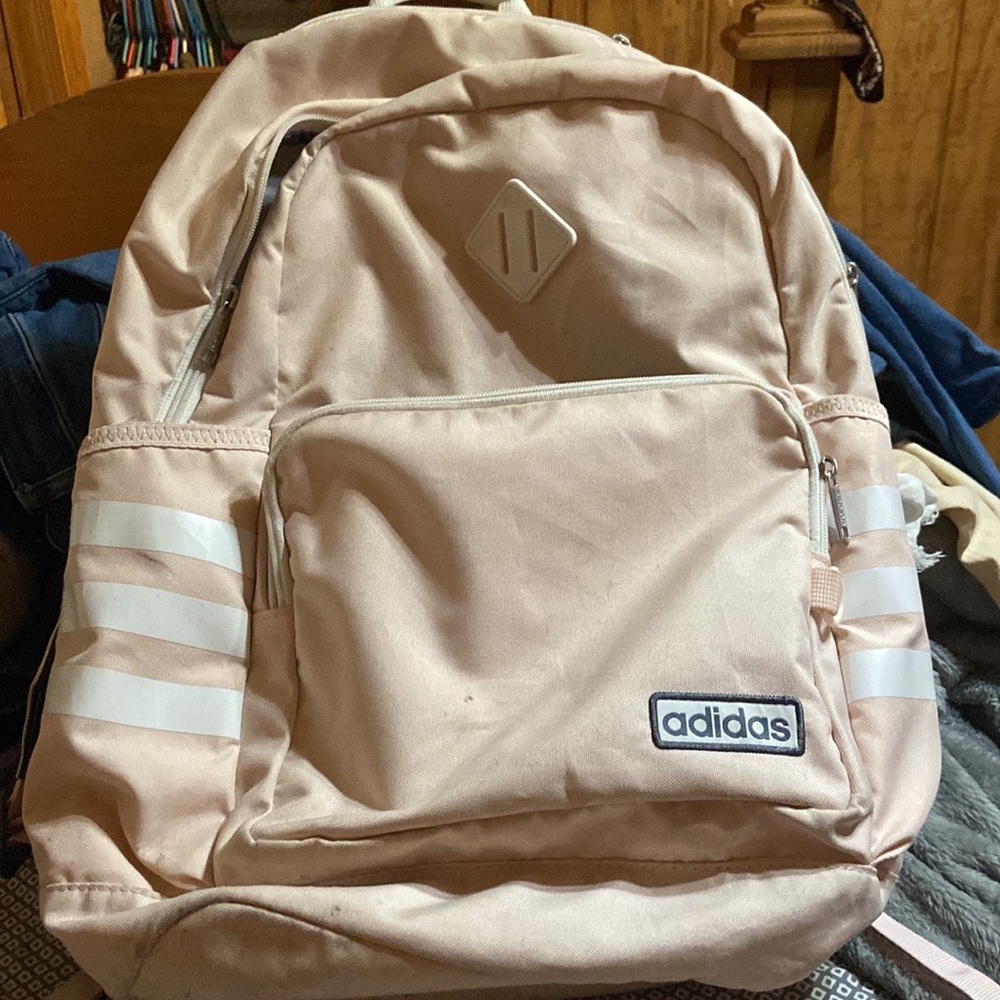 Baby pink adidas book bag